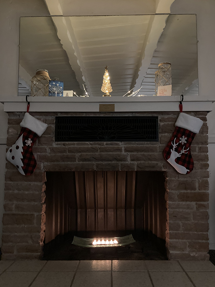 holiday decorations on fireplace at Tides Inn Pismo Beach